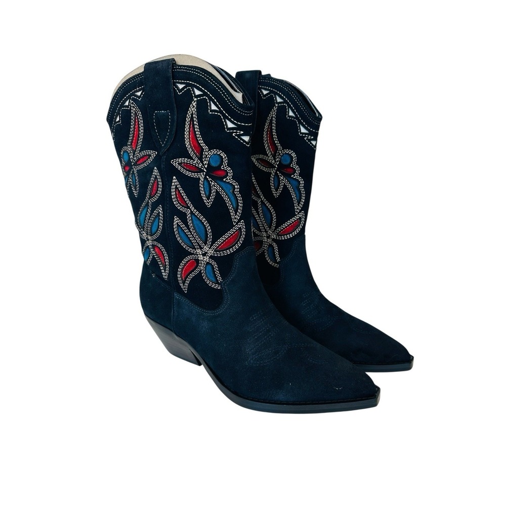 Marc Fisher LTD Women's Trista Western Boot Size 7M Dark Blue NWB Narrow Calf
